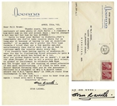 Stan Laurel Letter Signed about the 34th Academy Awards in 1962 -- ...Id liked to have seen Buster Keaton throwing that pie...